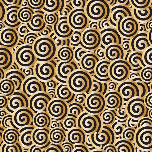 Abstract golden spiral circle seamless background - Vector illustration