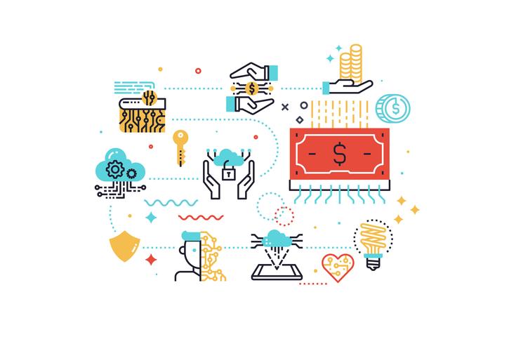 Ilustración del concepto de Fintech (tecnología financiera) vector