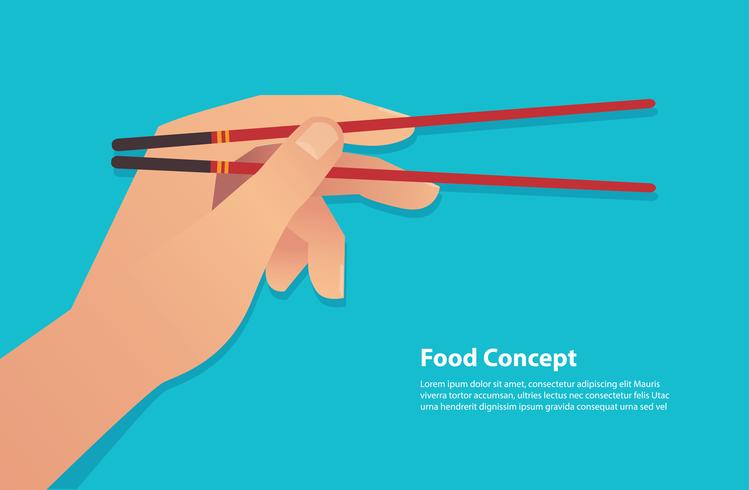 hand holding chopsticks vector