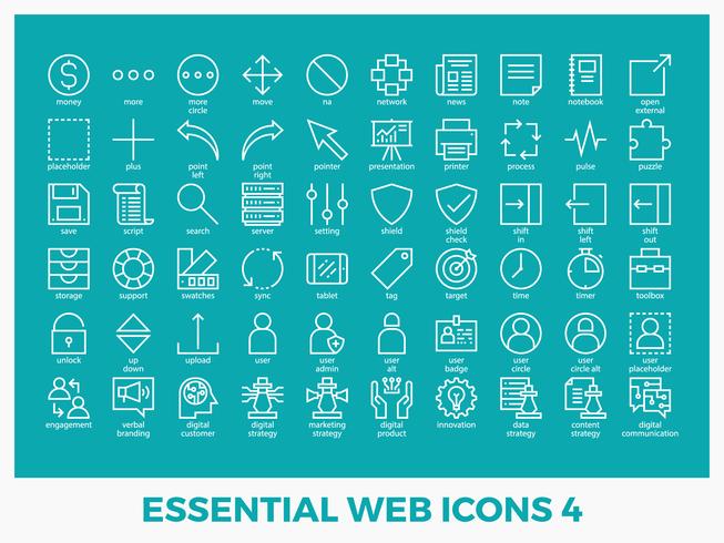 Essential mixed web icons vector