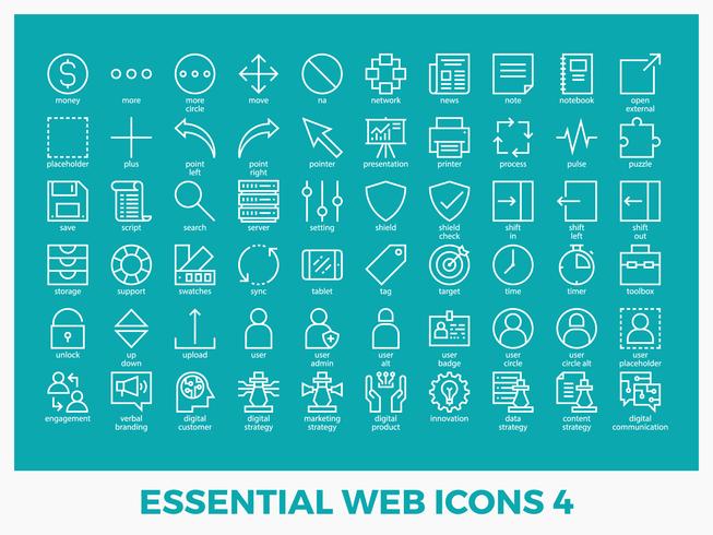 Iconos web mezclados esenciales vector