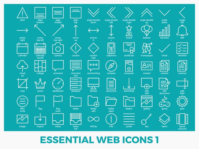 Iconos web mezclados esenciales vector