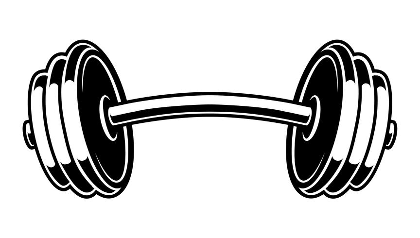 Black and white illustration of a dumbbell vector