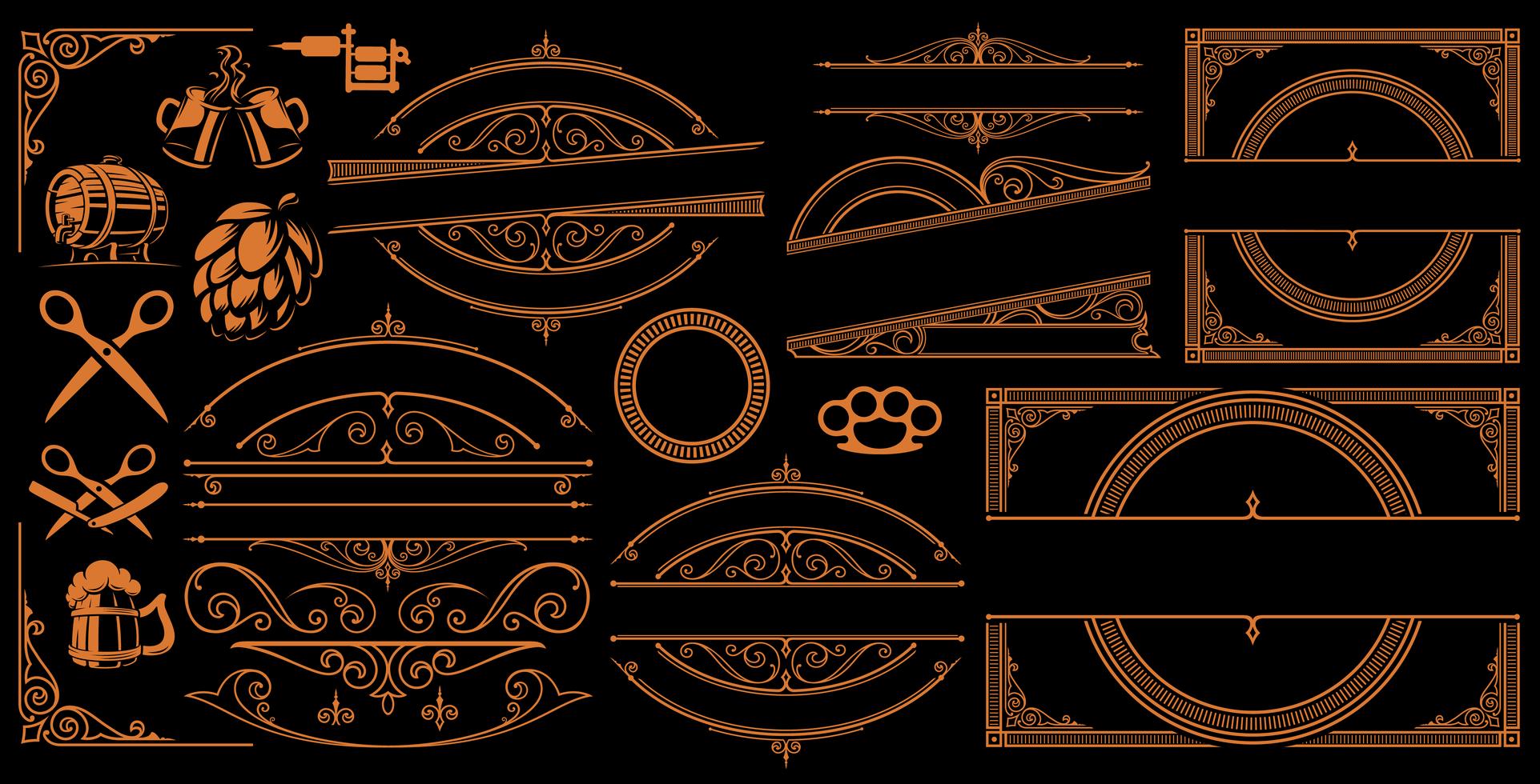 Vintage Borders and Signs on the dark background 539731 Vector Art at