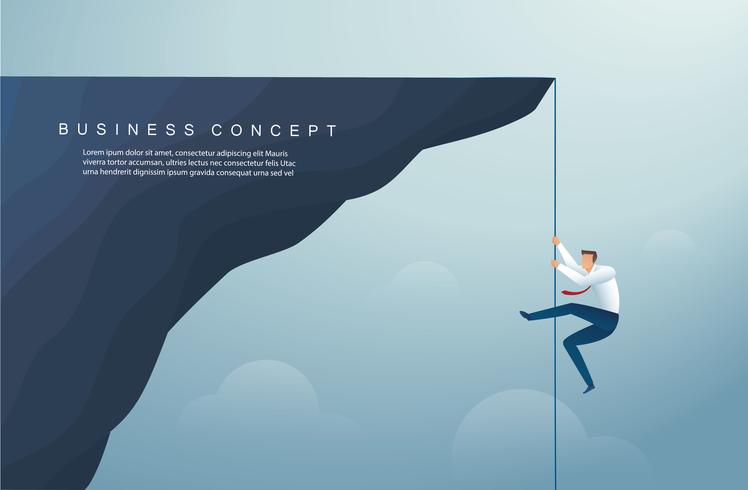 businessman climbed the mountain.  business concept of win and success vector