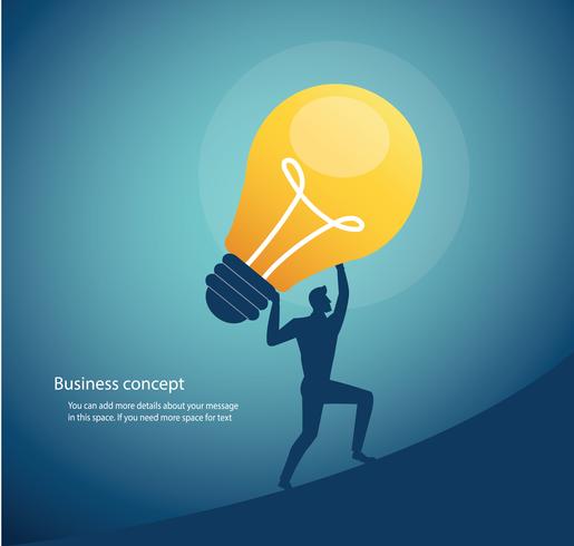 businessman carrying light bulb. concept of creative thinking vector