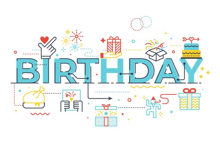 Birthday word lettering illustration vector