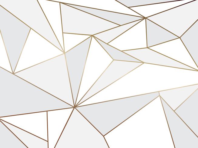 Abstract white polygon artistic geometric with gold line background vector