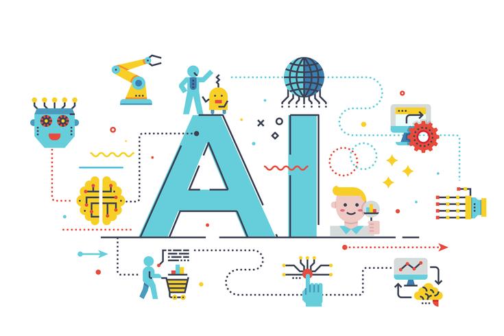 AI (artificial intelligence) concept illustration vector