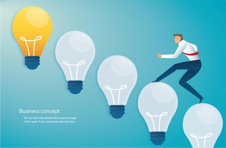 running businessman on light bulb idea concept vector