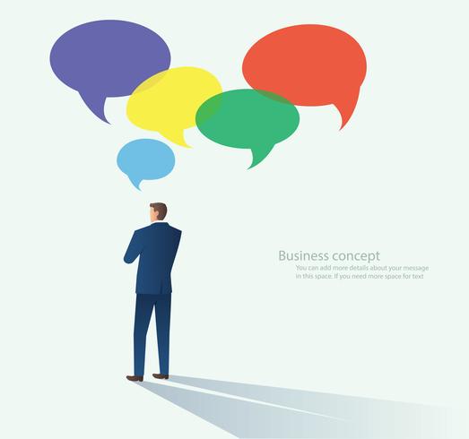 Businessmen with chat bubble. communication concept vector