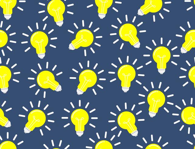 Seamless pattern of light bulb vector on dark blue background