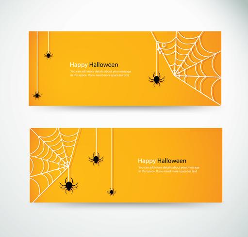 set halloween spider and wab for website headers banner designs vector
