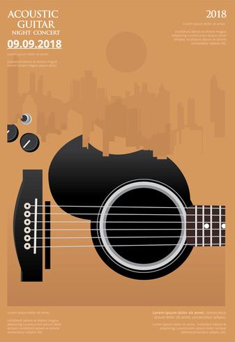 Ilustración de Vector de plantilla de fondo de cartel de concierto de guitarra