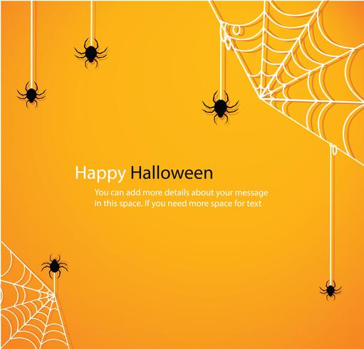 Halloween con fondo de tela de araña amarillo vector