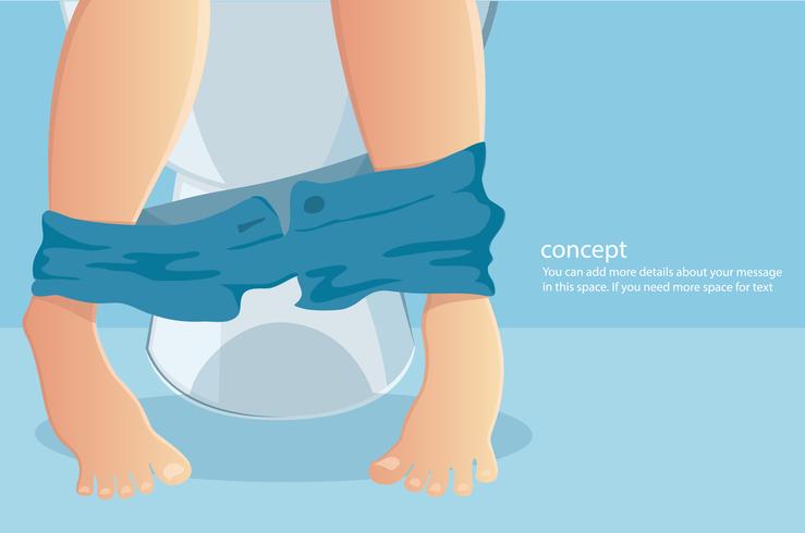 person sitting on toilet with suffering from constipated or diarrhea vector illustration