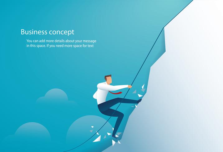 businessman climbed the mountain.  business concept of win and success vector