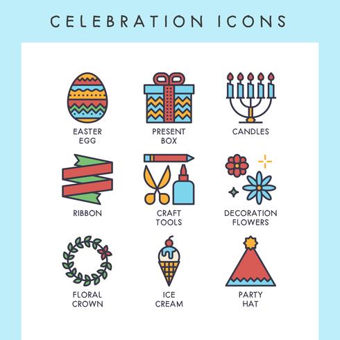 Iconos de celebracion vector