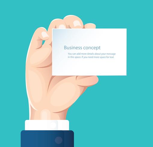 human hand holding white paper isolate on blue background vector