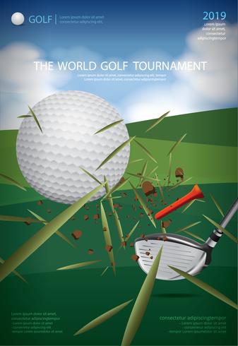 Cartel de golf campeonato ilustración vectorial vector