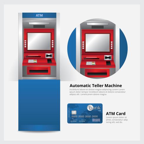 ATM Automatic Teller Machine with ATM Card Vector Illustration 