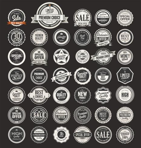 Colección de insignias y etiquetas retro vintage vector