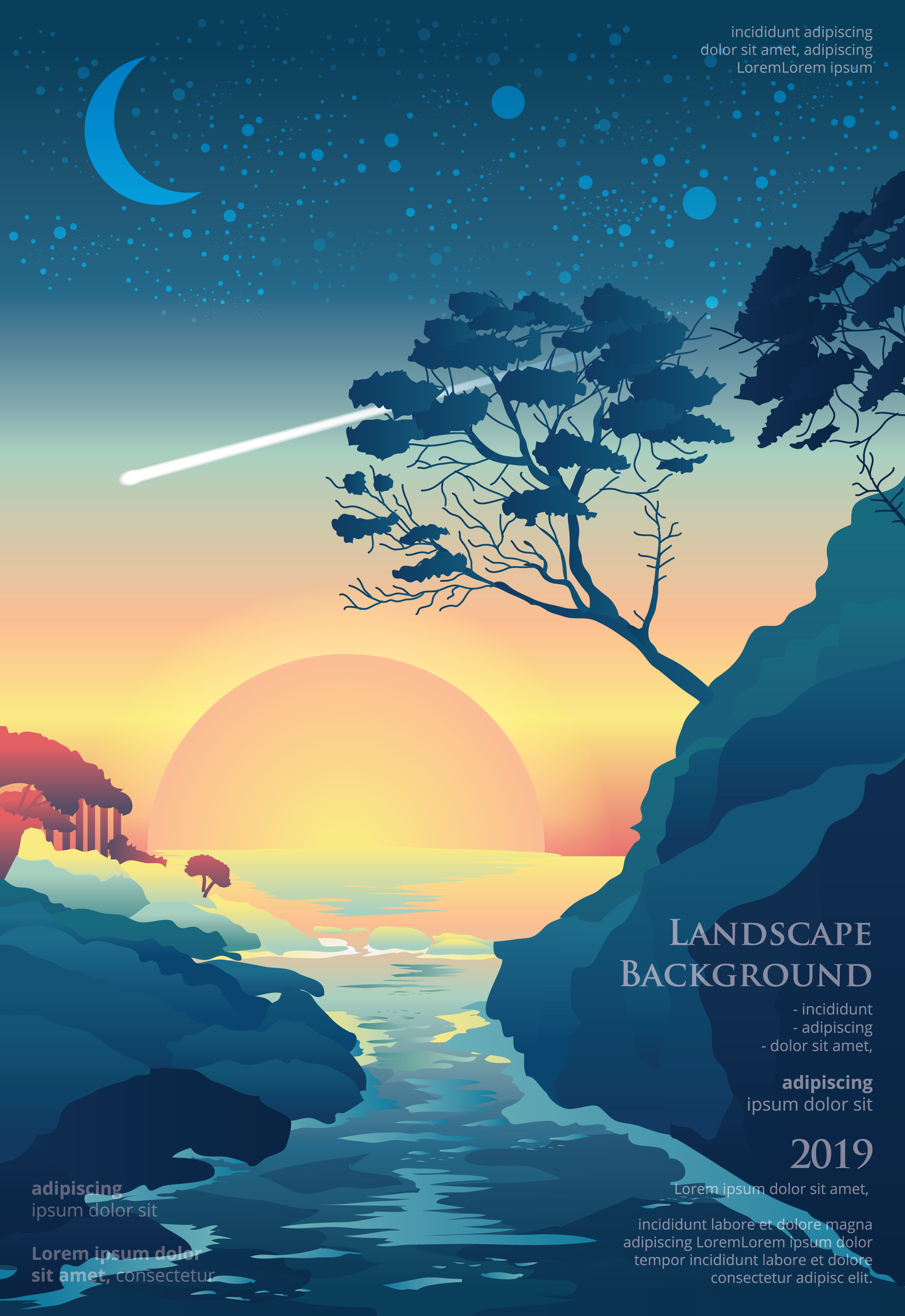 Seascape Poster Background Graphic Design Vector Illustration Download Free Vectors Clipart Graphics Vector Art