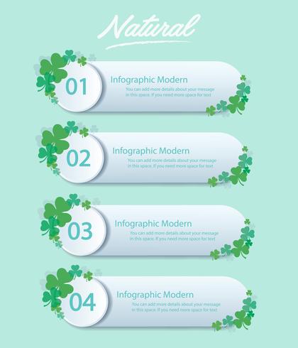 cute green clover leaf info graphic background vector illustration