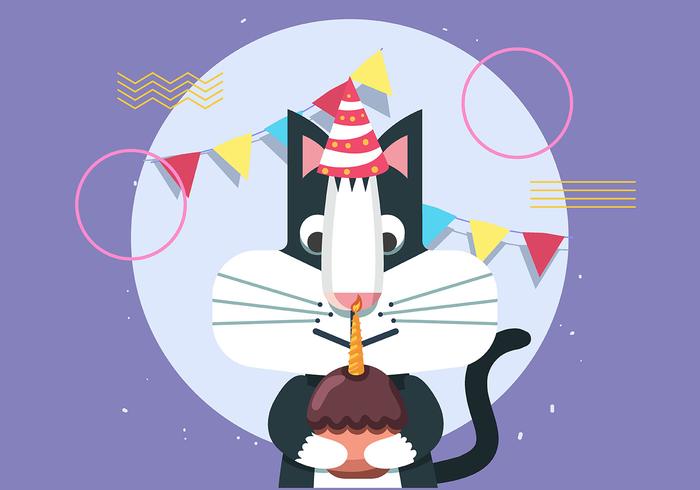 Feliz cumpleaños animal gato vector