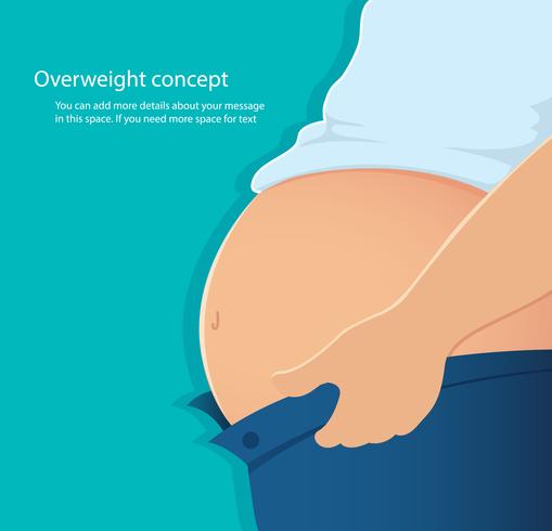 concepto de sobrepeso, ilustración vectorial grasa del vientre vector