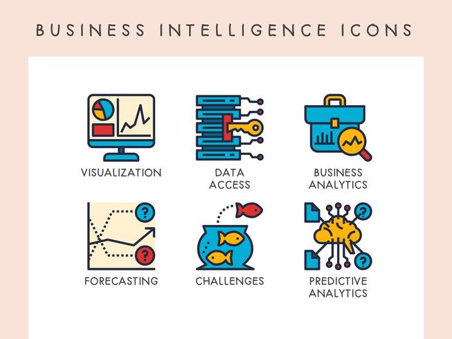 Iconos de inteligencia de negocios vector