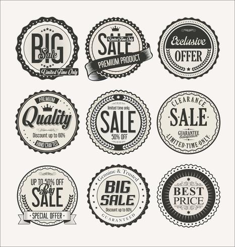 Retro vintage badges and labels collection vector