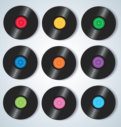 Vinyl records music background vector illustration