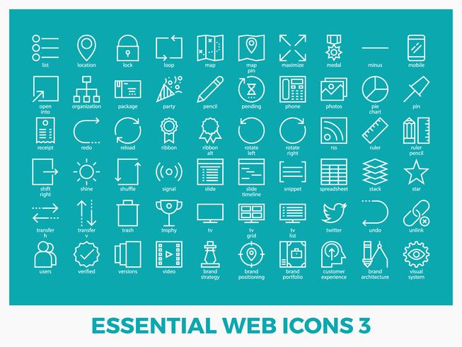 Iconos web mezclados esenciales vector