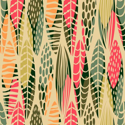 Abstract seamless pattern with tropical leaves. Vector template.