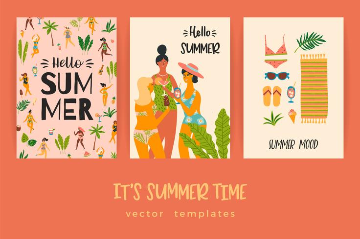 Vector templates with fun summer illustration.