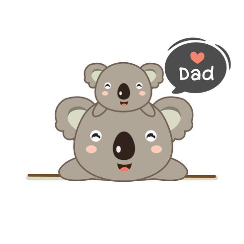 Tarjeta del día del padre con papá oso y su bebé. vector