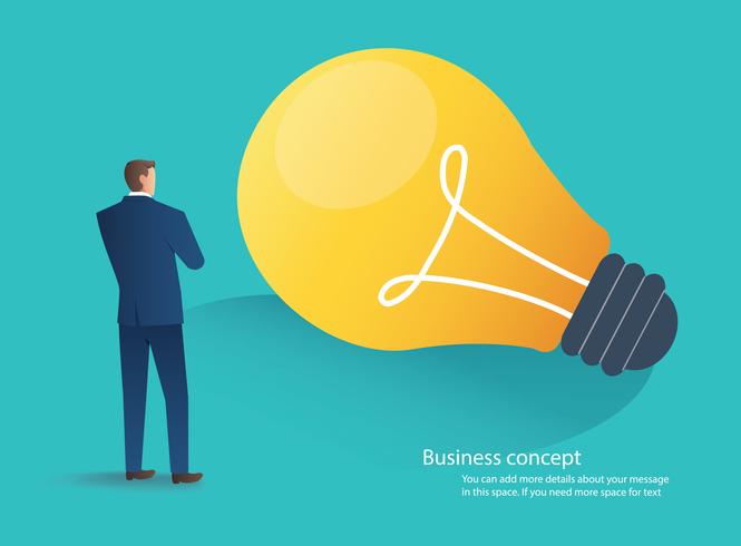 business man standing with light bulb idea concept vector illustration