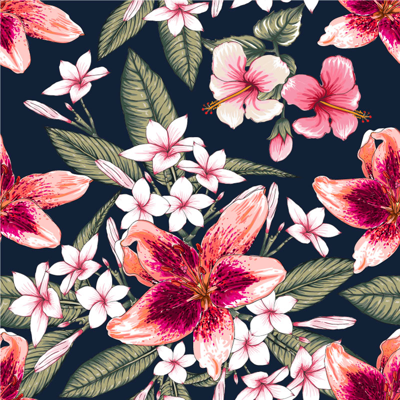 Seamless floral pattern pink pastel color Hibiscus ...