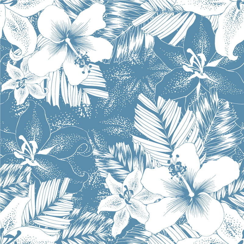 Seamless pattern botanical repeat white lilly,Hibiscus ...