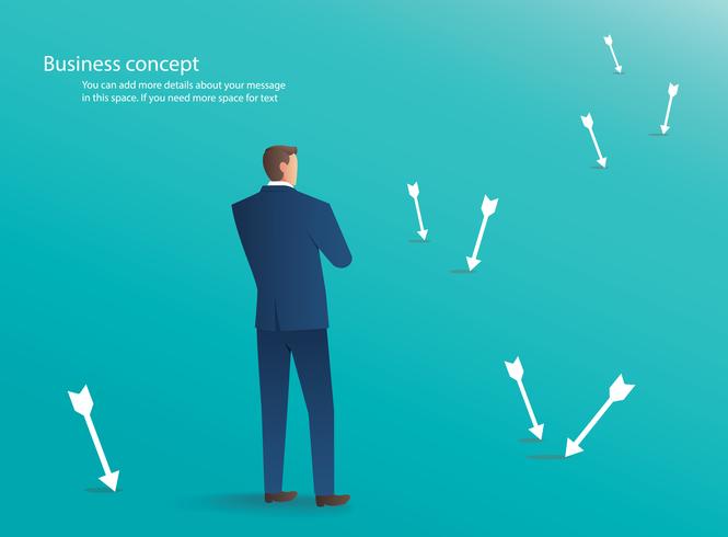 businessman standing with arrows around him , business concept background vector