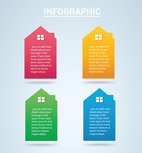 Casa colorida infografía 4 opciones fondo vector ilustración