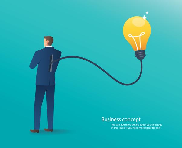 businessman standing with light bulb , concept of creative thinking vector illustration