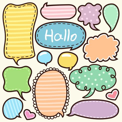 Cartoon words label cute doodle vector