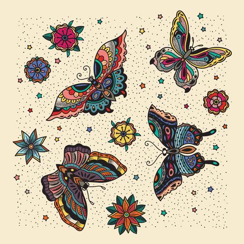 Butterfly pattern with cream background vector