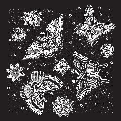 Butterfly pattern with black background vector