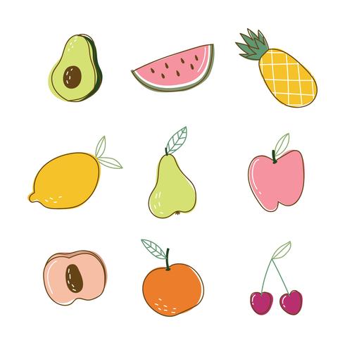 Conjunto De Frutas De Verano vector