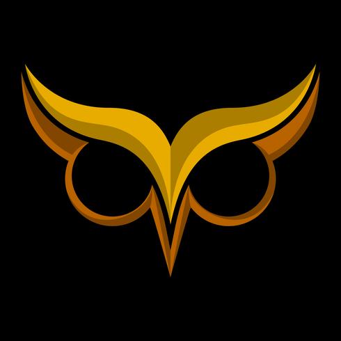 Owl Bird Logo with Big Eyes and Eyebrows in Black vector