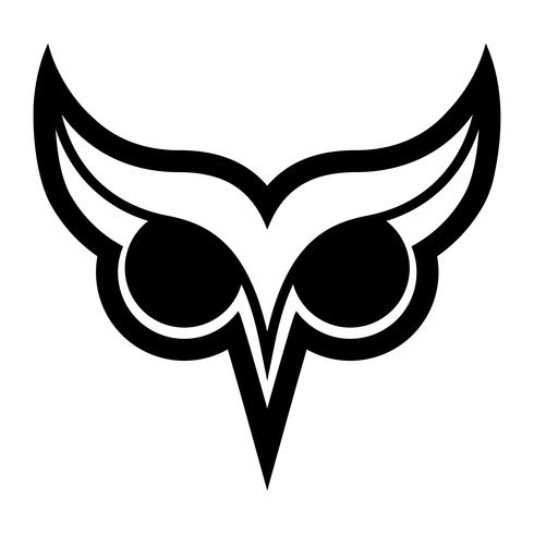 Owl Bird Logo with Big Eyes and Eyebrows in Black vector