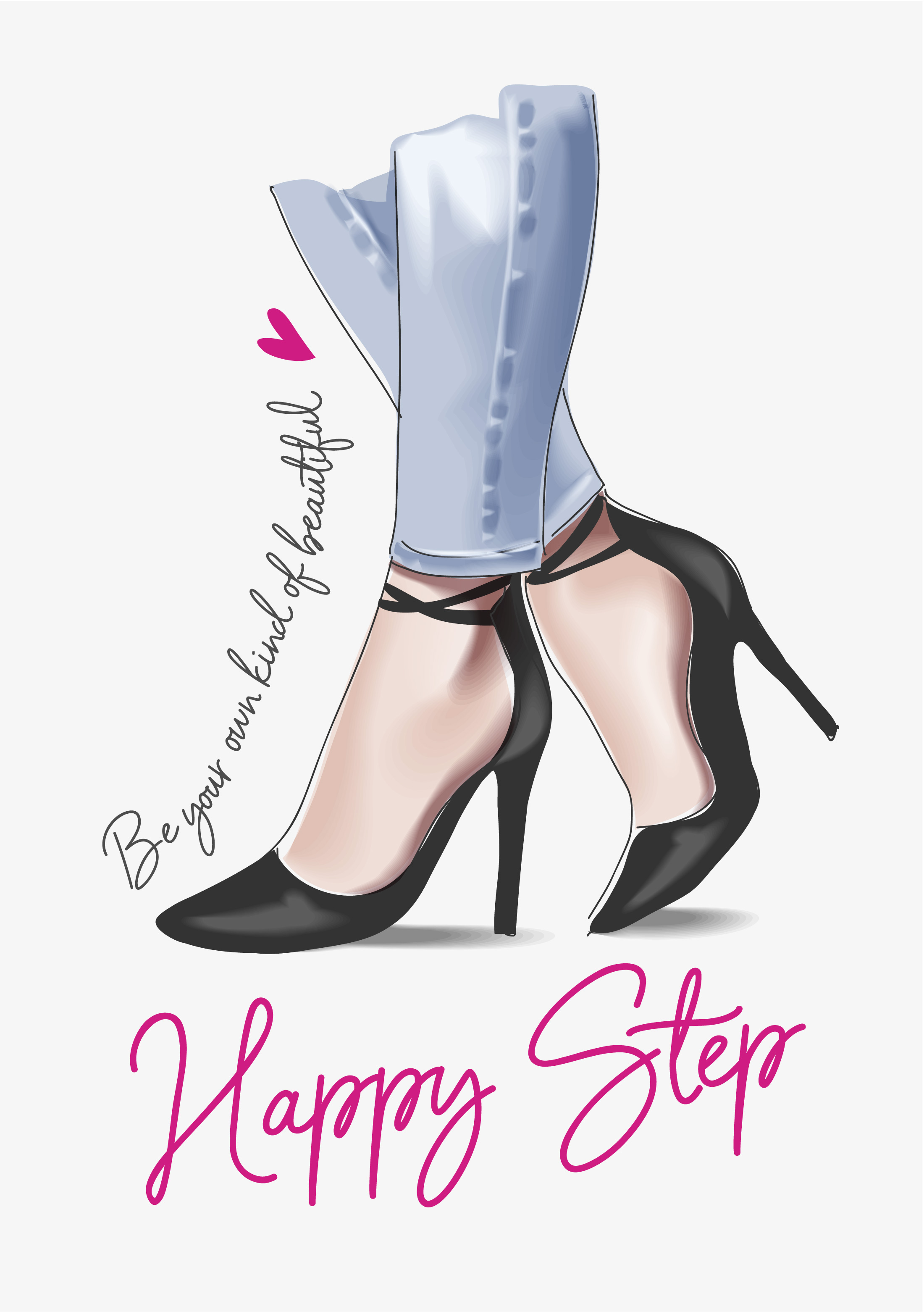 happy slogan with woman in high heels illustration 540458 Vector Art at Vecteezy
